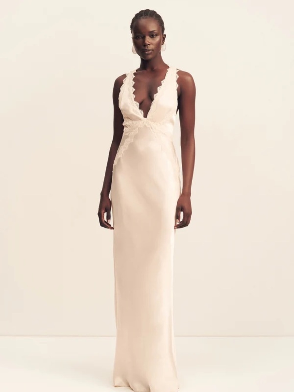 Shona Joy La Lune Lace Cross Back Maxi Dress - Cream